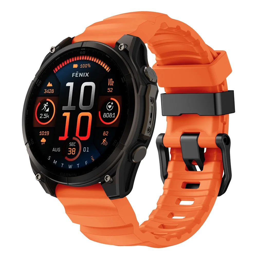 QuickFit 22mm Watch Band For Garmin Fenix 7 Pro 47mm  /  7  /  6 Pro  /  6 Sports Silicone Wrist Strap - Orange - 2