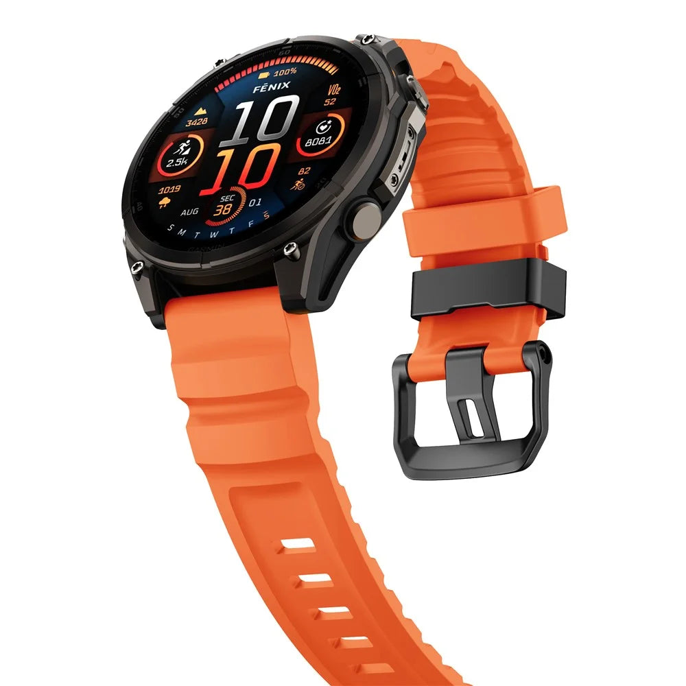QuickFit 22mm Watch Band For Garmin Fenix 7 Pro 47mm  /  7  /  6 Pro  /  6 Sports Silicone Wrist Strap - Orange - 3
