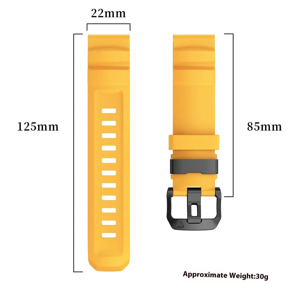 QuickFit 22mm Watch Band For Garmin Fenix 7 Pro 47mm  /  7  /  6 Pro  /  6 Sports Silicone Wrist Strap - Orange - 7