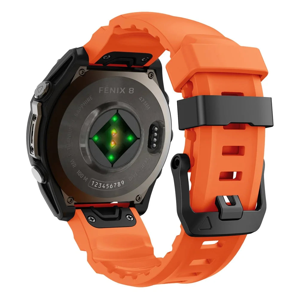 QuickFit 26mm Watch Band For Garmin Fenix 7X Pro 51mm  /  7X  /  6X Pro  /  6X Sports Silicone Wrist Strap - Orange - 1