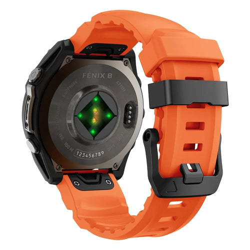 QuickFit 26mm Watch Band For Garmin Fenix 7X Pro 51mm  /  7X  /  6X Pro  /  6X Sports Silicone Wrist Strap - Orange - 1