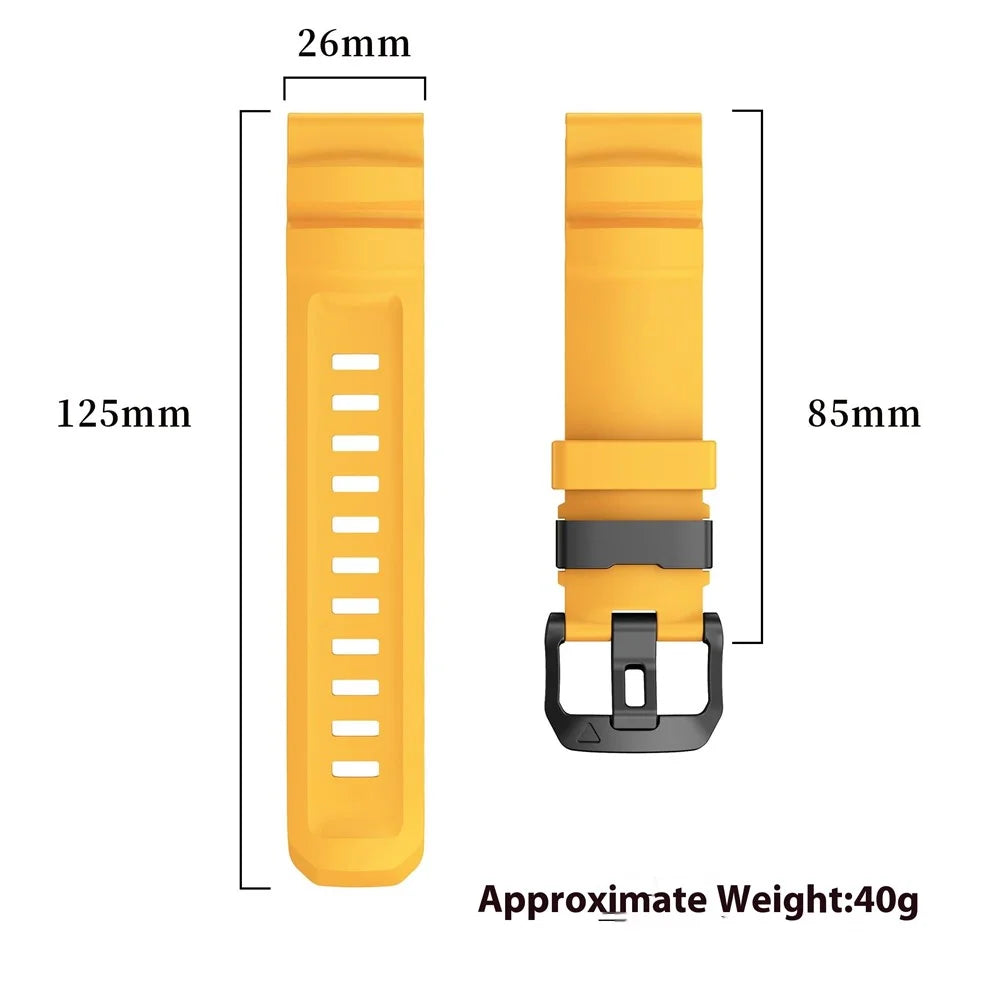 QuickFit 26mm Watch Band For Garmin Fenix 7X Pro 51mm  /  7X  /  6X Pro  /  6X Sports Silicone Wrist Strap - Orange - 7