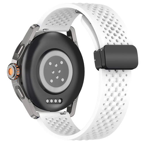For Xiaomi Watch S4 Sport Watch Band 22mm Magnetic Buckle Perforated Silicone Wrist Strap - White - 1