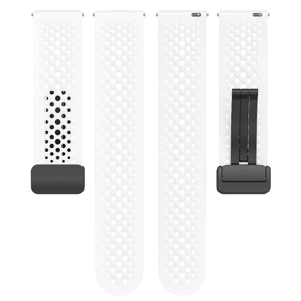 For Xiaomi Watch S4 Sport Watch Band 22mm Magnetic Buckle Perforated Silicone Wrist Strap - White - 4