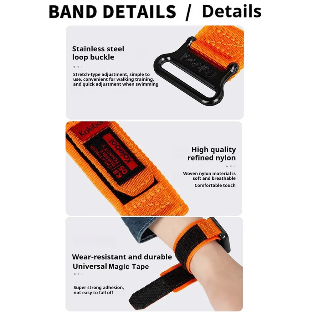 KALEBOL For Xiaomi Smart Band 10 Pro / 9 Pro / 8 Pro / Redmi Watch 6 / 5 / 4 Watch Strap Nylon Magic Tape Wrist Band - Orange - 3