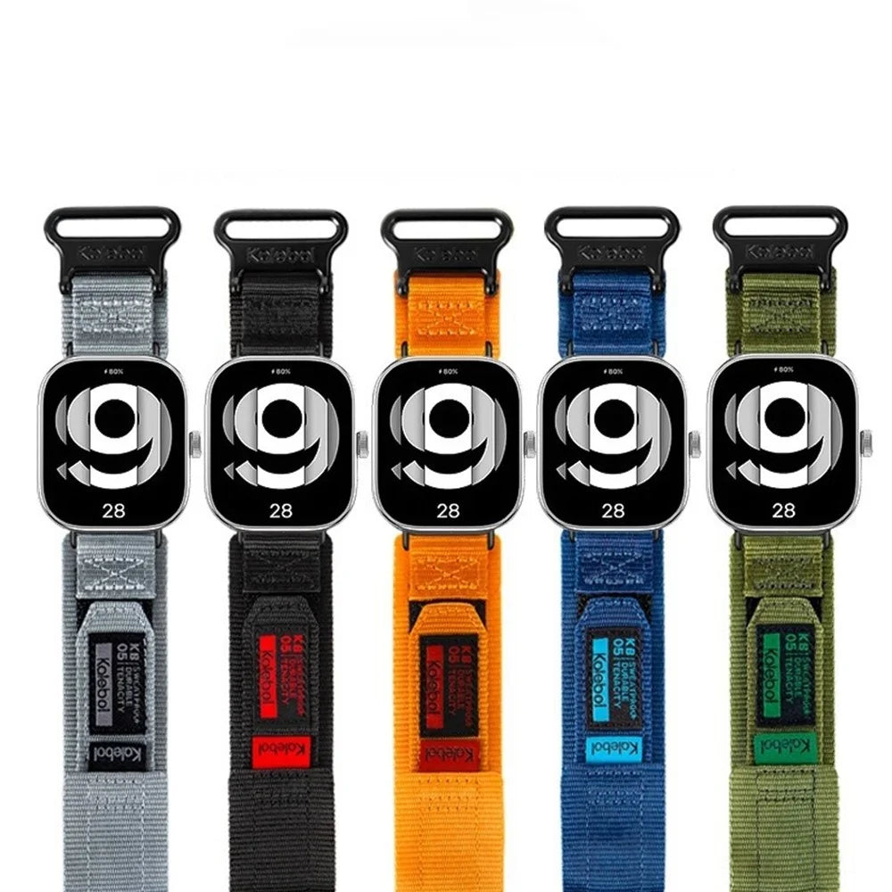 KALEBOL For Xiaomi Smart Band 10 Pro / 9 Pro / 8 Pro / Redmi Watch 6 / 5 / 4 Watch Strap Nylon Magic Tape Wrist Band - Orange - 6