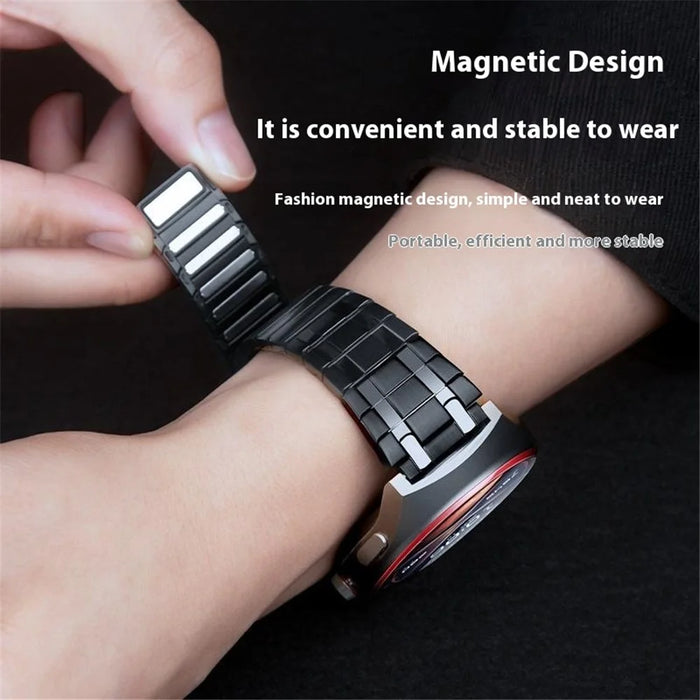 For Huawei Watch GT 5 46mm Watch Band 22mm Magnetic Stainless Steel Wrist Strap - Black / Gold - 6