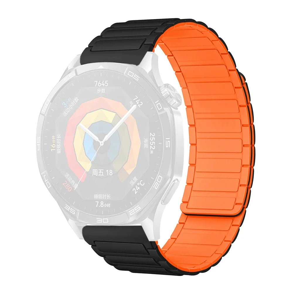 18mm Watch Band for Garmin Venu 3S / 2S / Forerunner 265S / 255S 3-Bead Silicone Magnetic Strap - Black / Orange - 1