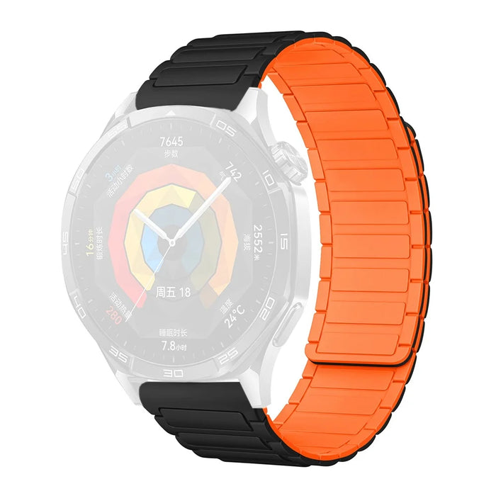 18mm Watch Band for Garmin Venu 3S / 2S / Forerunner 265S / 255S 3-Bead Silicone Magnetic Strap - Black / Orange - 1