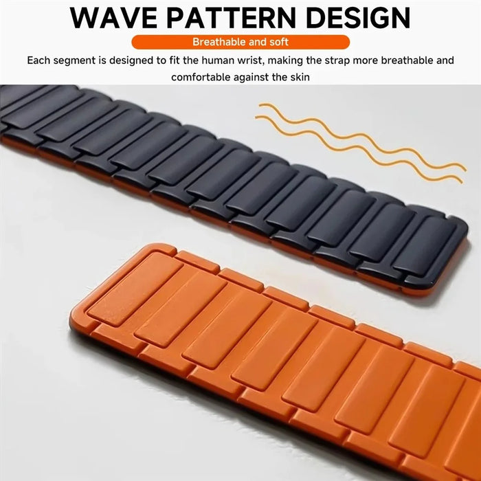 18mm Watch Band for Garmin Venu 3S / 2S / Forerunner 265S / 255S 3-Bead Silicone Magnetic Strap - Black / Orange - 3