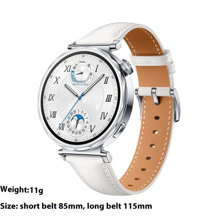 18mm Watch Band for Garmin Venu 3S / 2S / Forerunner 265S / 255S Adjustable Genuine Cow Leather Strap - White - 5