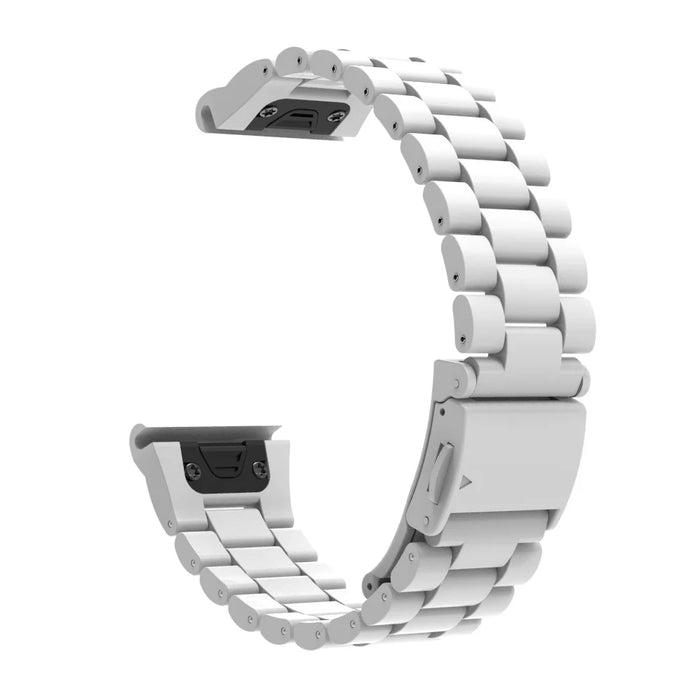For Garmin Fenix 8 47mm / Fenix E 47mm Watch Band 22mm Plastic 3-Bead Wrist Strap - White - 1