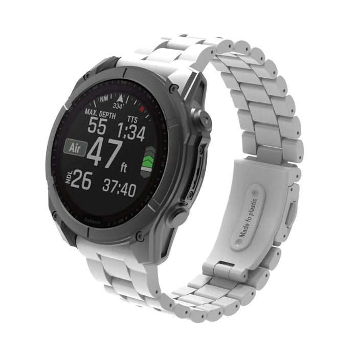 For Garmin Fenix 8 47mm / Fenix E 47mm Watch Band 22mm Plastic 3-Bead Wrist Strap - White - 3