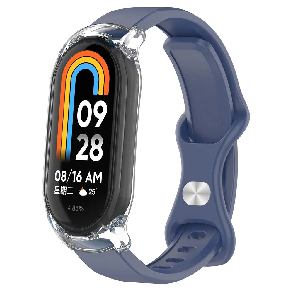 For Xiaomi Smart Band 9 / 8 Butterfly Shape Clasp Silicone Strap with Transparent Case - Blue - 2