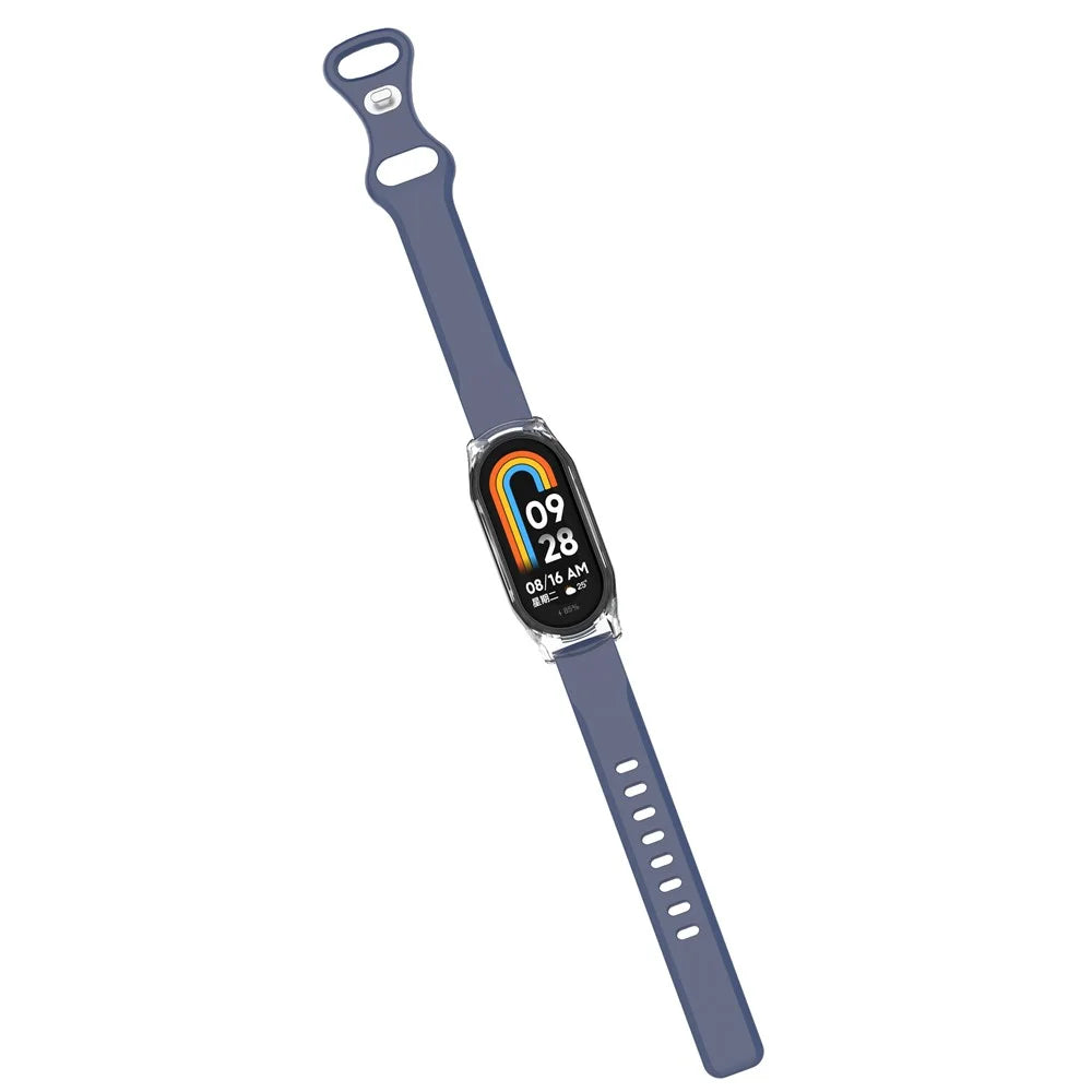 For Xiaomi Smart Band 9 / 8 Butterfly Shape Clasp Silicone Strap with Transparent Case - Blue - 3