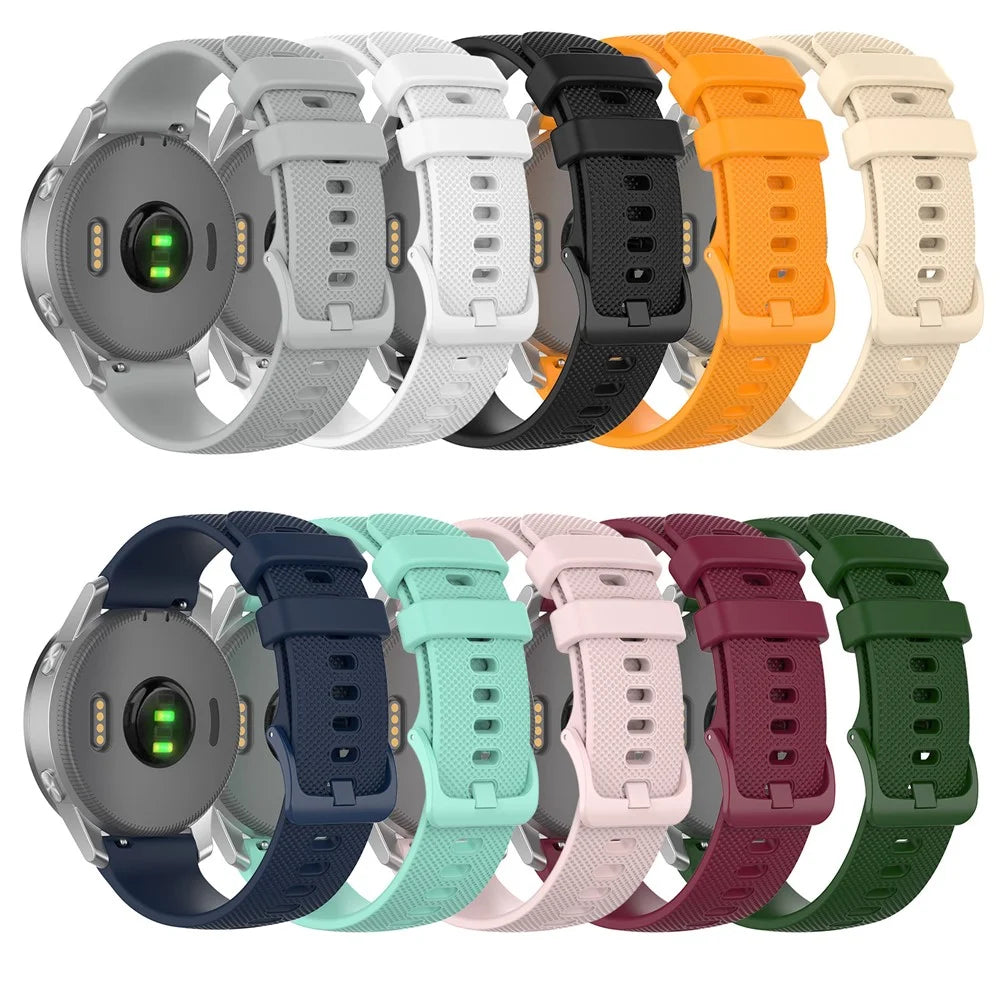 Replacement Silicone Smart Watch Band Adjustable Wrist Strap 20mm for Samsung Galaxy Watch4 Classic 46mm 42mm/Galaxy Watch4 44mm 40mm/Galaxy Watch 42mm/Garmin Vivoactive 3 - Black - 5