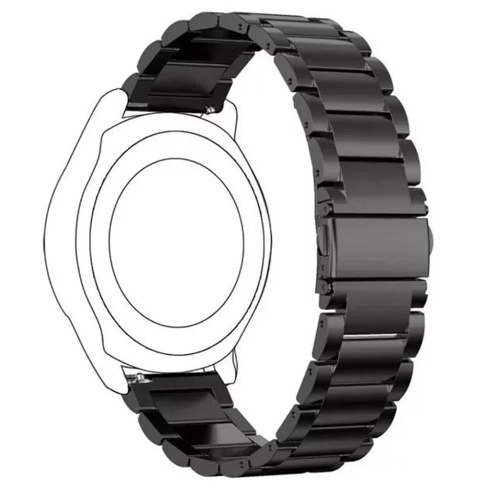23mm Watch Band for Fitbit Blaze / Casio PRO TREK PRW-6900 / 6800 / 3400 Metal Wrist Strap 3-Bead Design - Black - 1