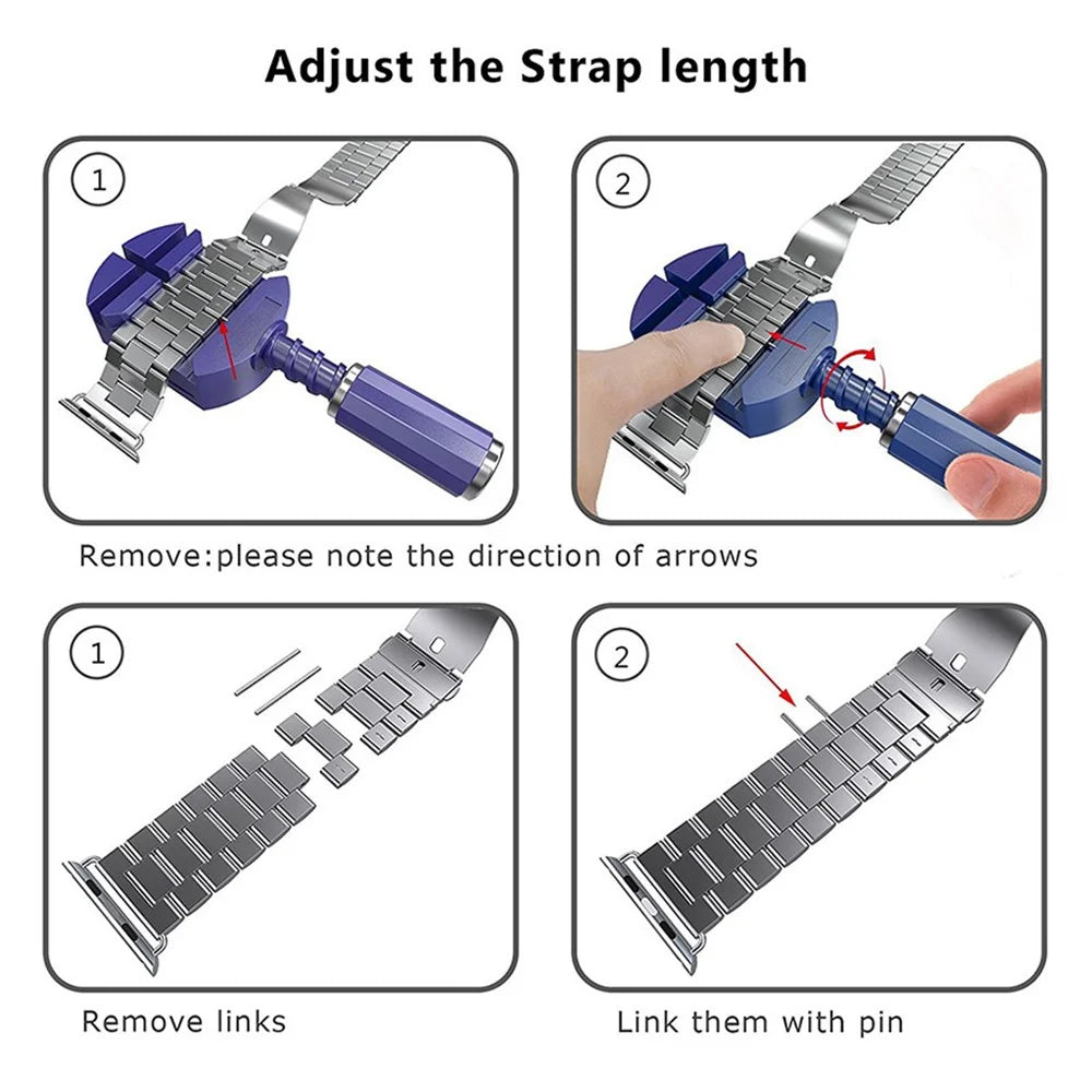JLT Three Beads Stainless Steel Flat Buckles Watch Strap Band for Apple Watch Series 9 / 8 / 7 / 6 / SE (2023) / SE(2022) 40mm / 3 / 2 / 1 38mm  - Pink - 4