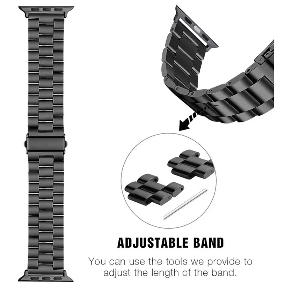 JLT Three Beads Stainless Steel Flat Buckles Watch Strap Band for Apple Watch Series 9 / 8 / 7 / 6 / SE (2023) / SE(2022) 40mm / 3 / 2 / 1 38mm  - Pink - 5
