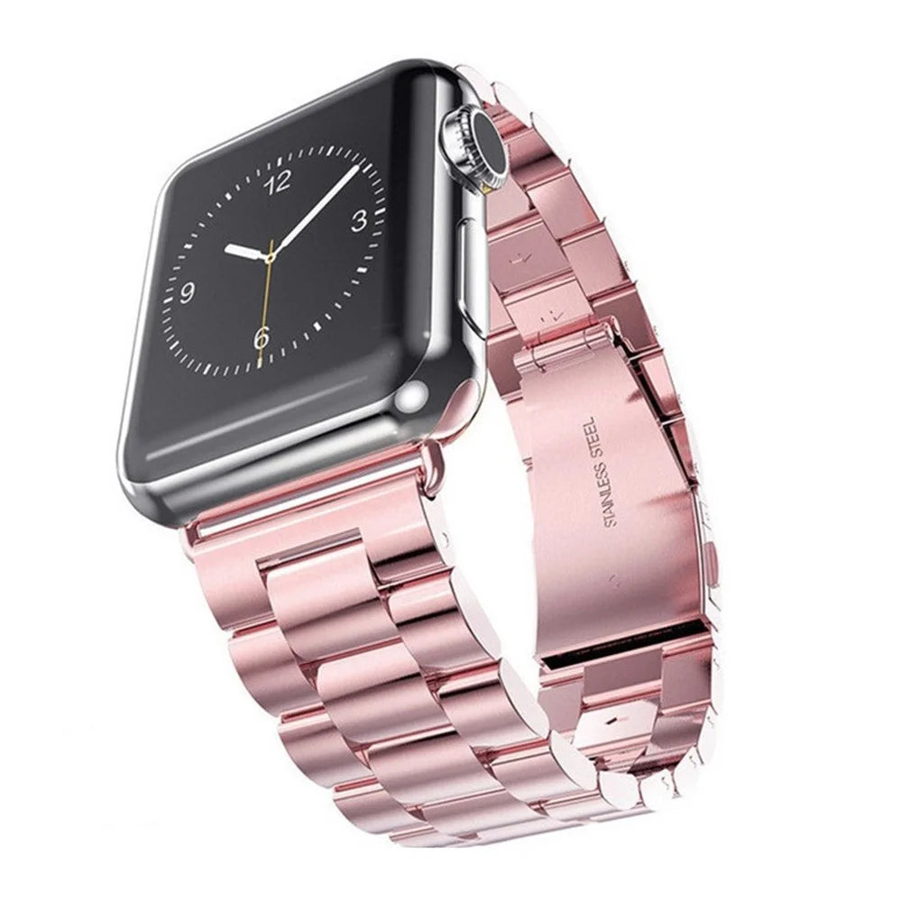 JLT Three Beads Stainless Steel Flat Buckles Watch Strap Band for Apple Watch Series 9 / 8 / 7 / 6 / SE (2023) / SE(2022) 40mm / 3 / 2 / 1 38mm  - Pink - 6
