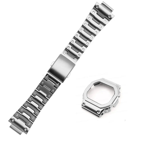 Stainless Steel Watch Band Replacement + Watch Cover for Casio G-SHOCK GW-5000 / 5035 / DW5600 - Silver - 1