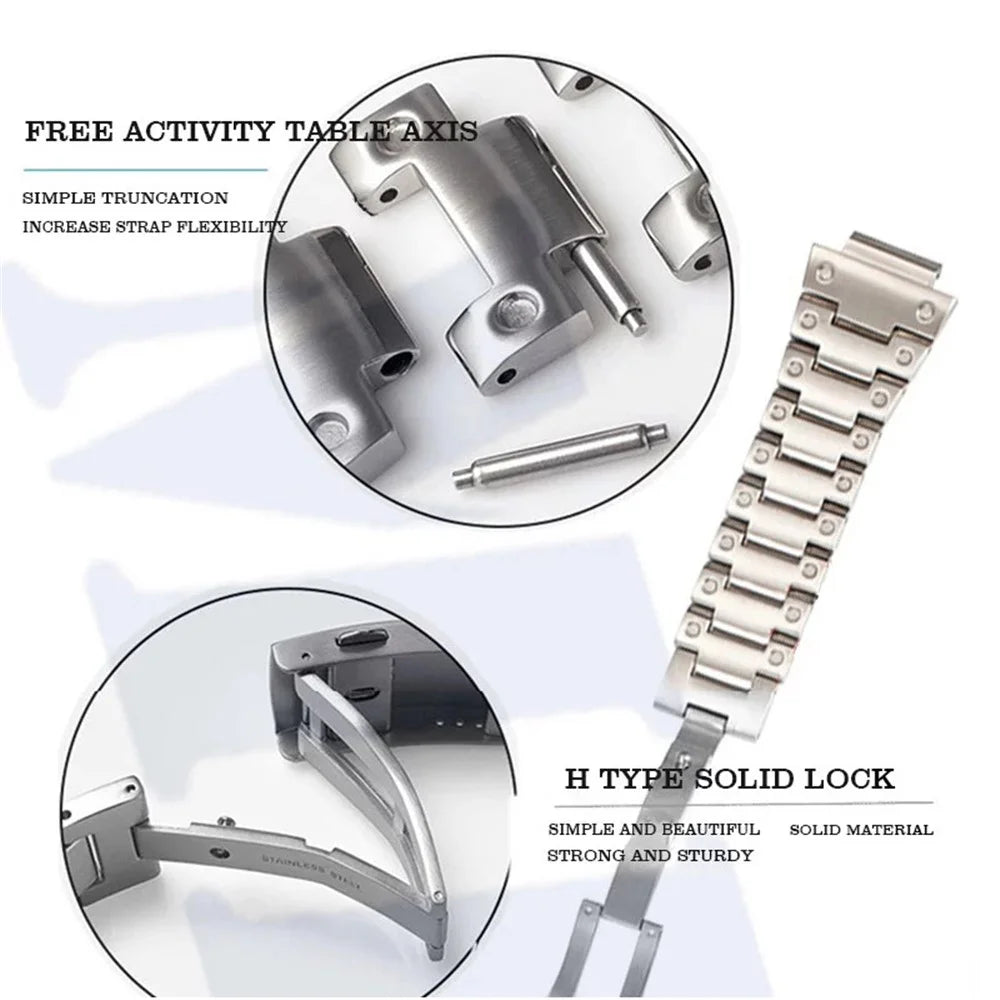 Stainless Steel Watch Band Replacement + Watch Cover for Casio G-SHOCK GW-5000 / 5035 / DW5600 - Silver - 4