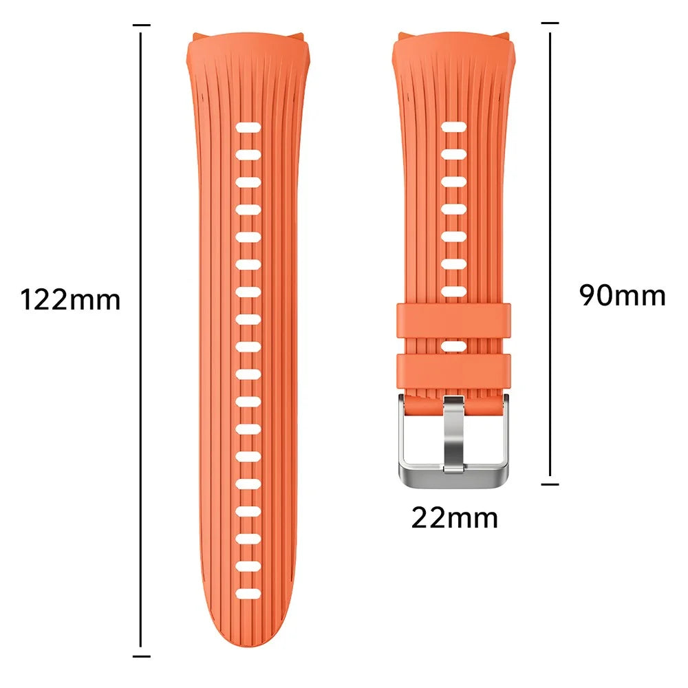 For Huawei Watch 5 46mm Silicone Watch Band Vertical Stripes Wrist Strap - Orange - 5