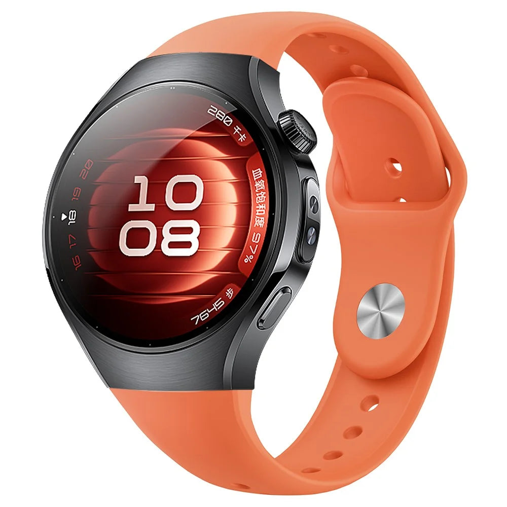 For Huawei Watch 5 42mm Smart Watch Band Reverse Buckle Silicone Wrist Strap - Orange - 2