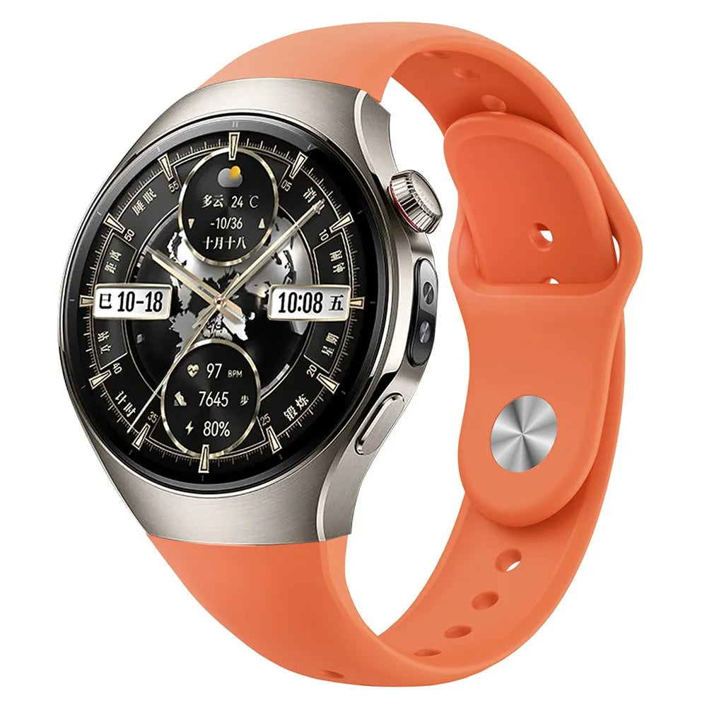 For Huawei Watch 5 46mm Smart Watch Band Reverse Buckle Silicone Wrist Strap - Orange - 2