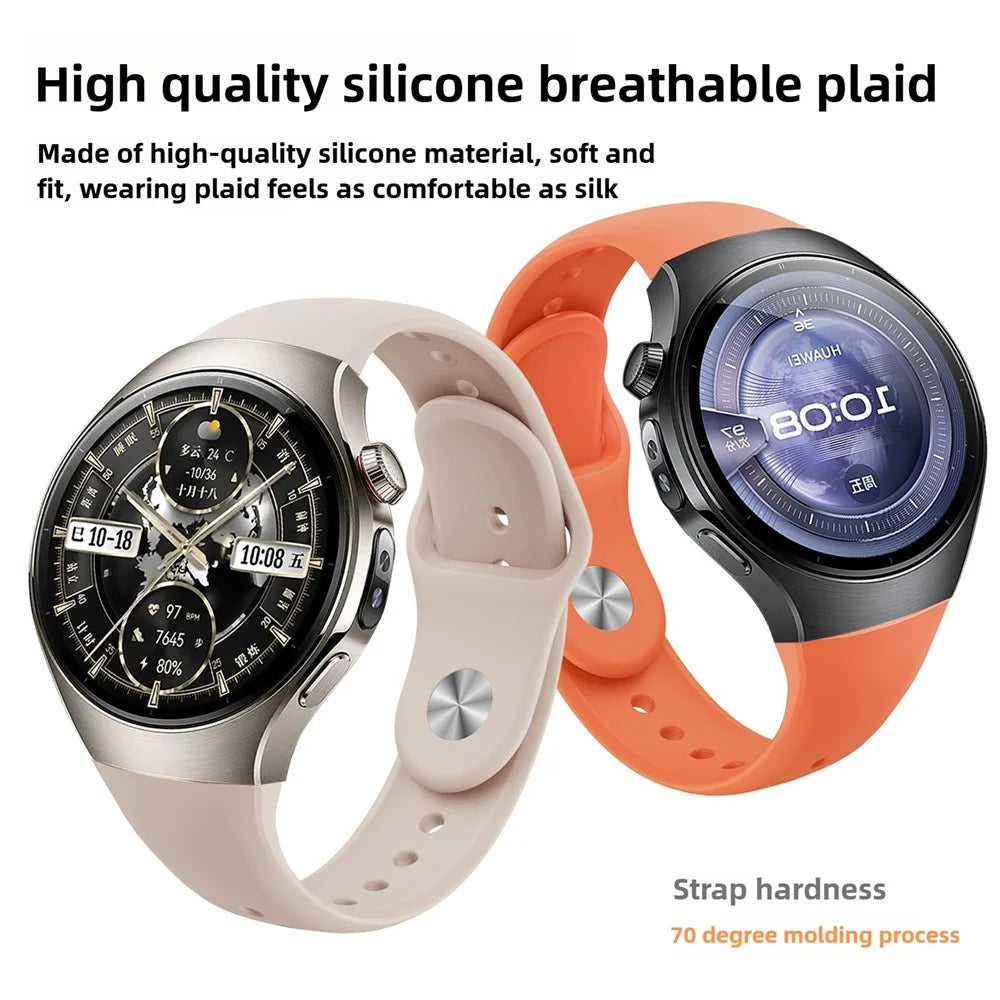 For Huawei Watch 5 46mm Smart Watch Band Reverse Buckle Silicone Wrist Strap - Orange - 3