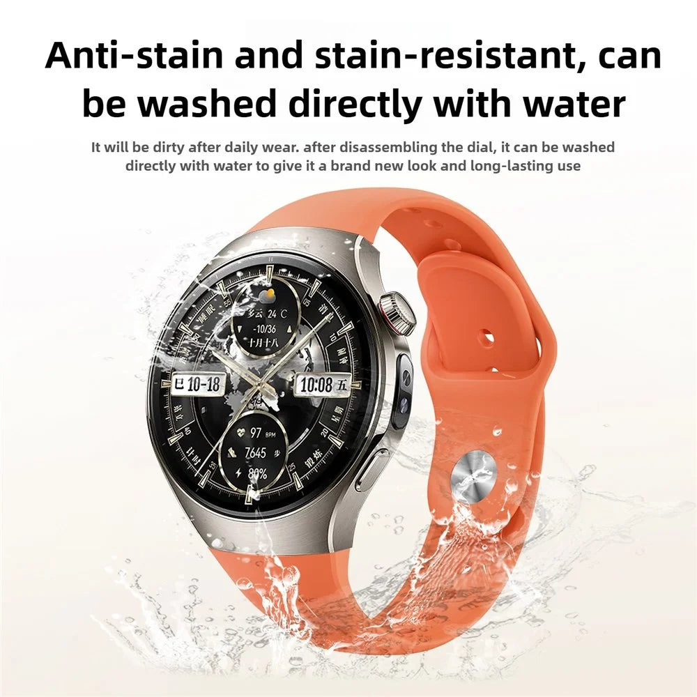 For Huawei Watch 5 46mm Smart Watch Band Reverse Buckle Silicone Wrist Strap - Orange - 4