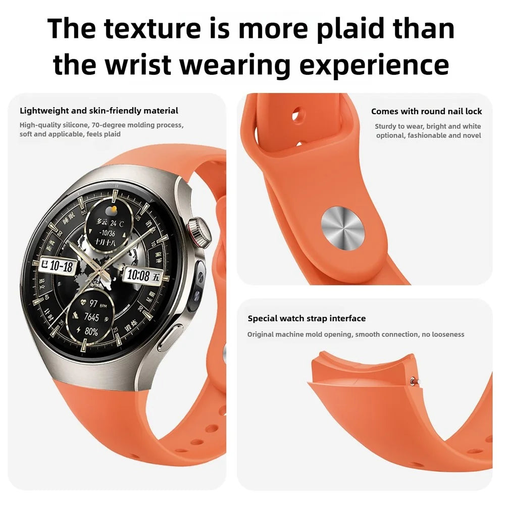 For Huawei Watch 5 46mm Smart Watch Band Reverse Buckle Silicone Wrist Strap - Orange - 5