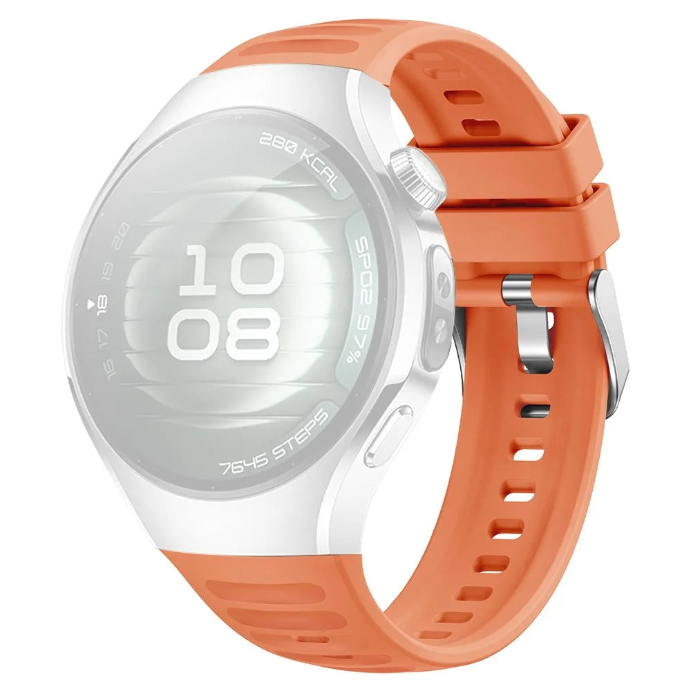 For Huawei Watch 5 42mm Watch Band Wave Texture Silicone Adjustable Strap - Orange - 1