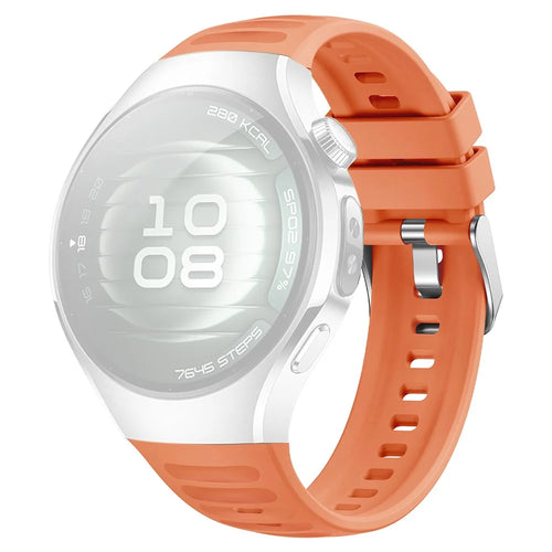 For Huawei Watch 5 42mm Watch Band Wave Texture Silicone Adjustable Strap - Orange - 1