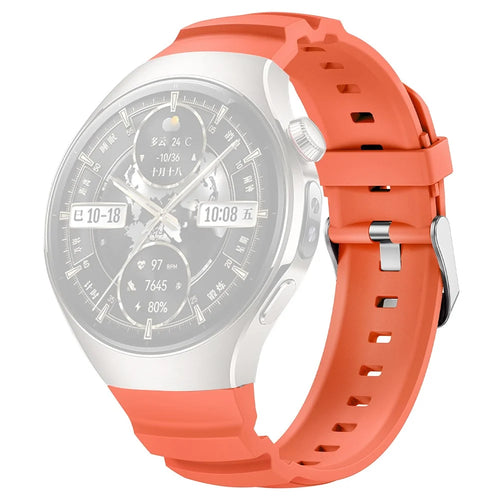 For Huawei Watch 5 46mm Adjustable Watch Strap Silicone Metal Pin Buckle Wrist Band - Orange - 1