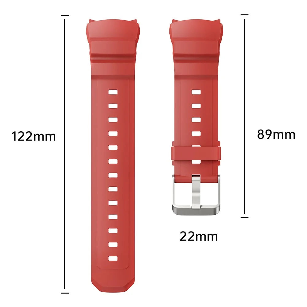 For Huawei Watch 5 46mm Adjustable Watch Strap Silicone Metal Pin Buckle Wrist Band - Orange - 6