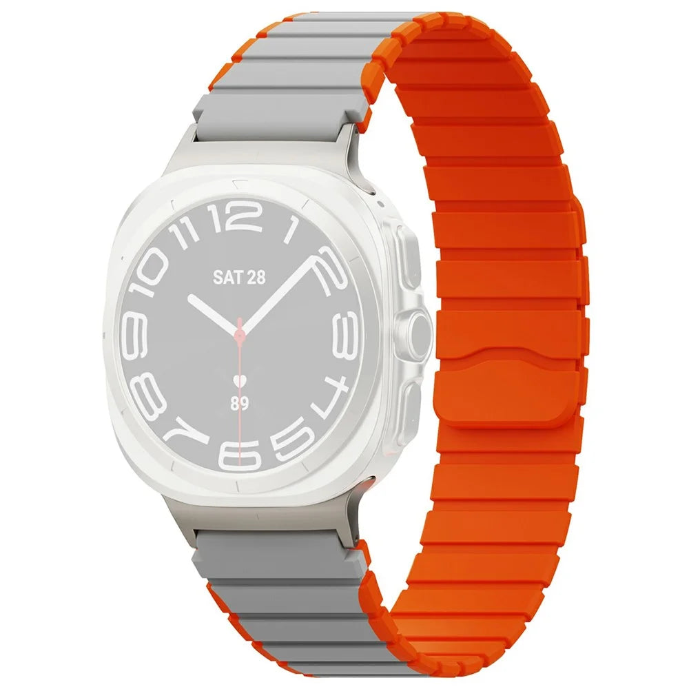 Watch Band for Samsung Galaxy Watch Ultra2 47mm / Watch Ultra (2025) 47mm / Watch Ultra 47mm Magnetic Dual-Color Silicone Strap - Grey / Orange - 1