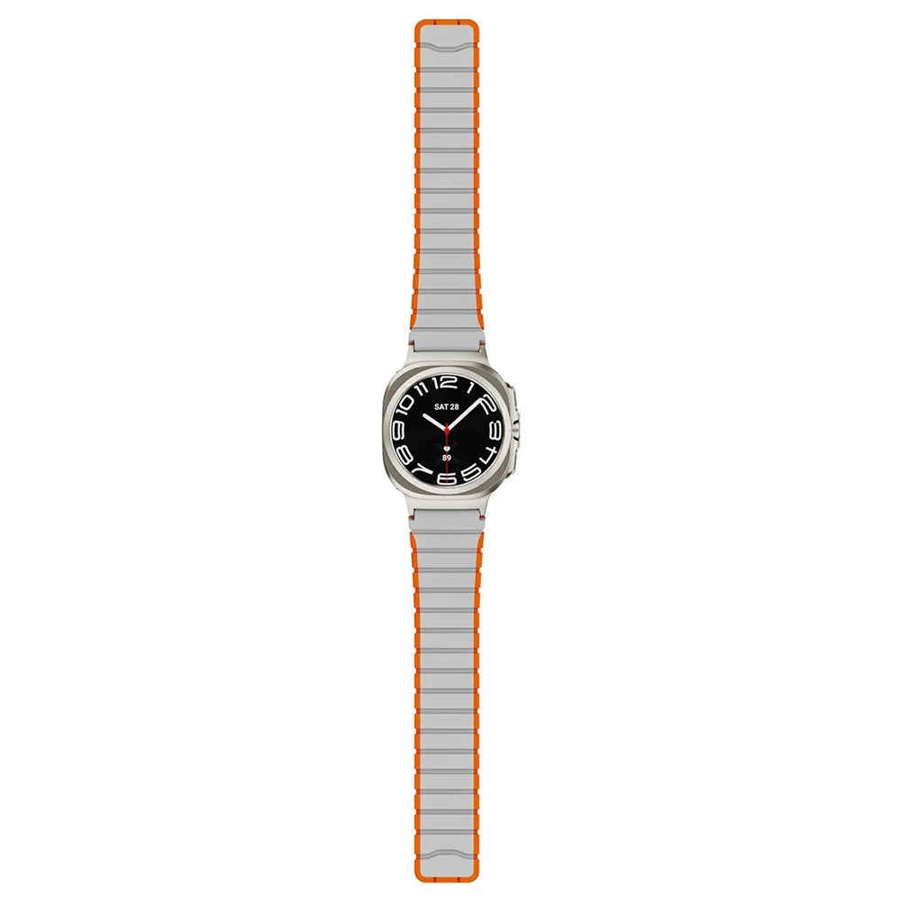 Watch Band for Samsung Galaxy Watch Ultra2 47mm / Watch Ultra (2025) 47mm / Watch Ultra 47mm Magnetic Dual-Color Silicone Strap - Grey / Orange - 4