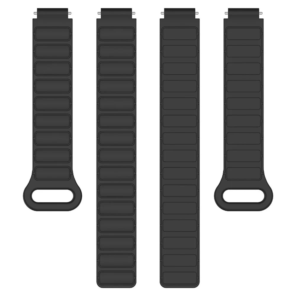 For Huawei Band 10 / 9 / 8 Magnetic Silicone Strap 3-Bead Design Replacement Wrist Band - Black - 5