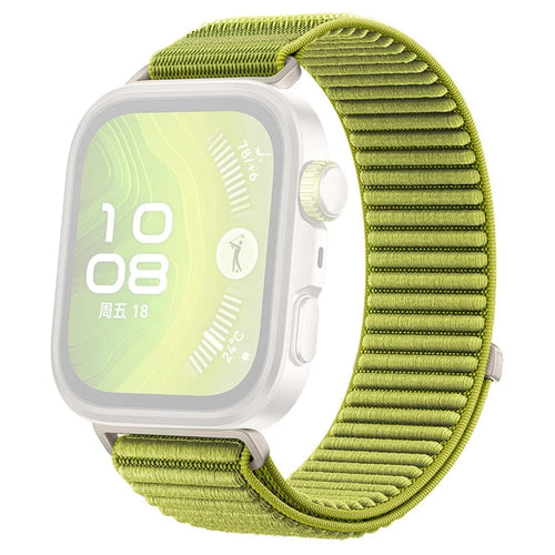 Wrist Strap for Huawei Watch Fit 4 Pro  /  Fit 4  /  Fit 3 Magic Tape Nylon Woven Watch Band with Titanium Alloy Connector - Green - 1