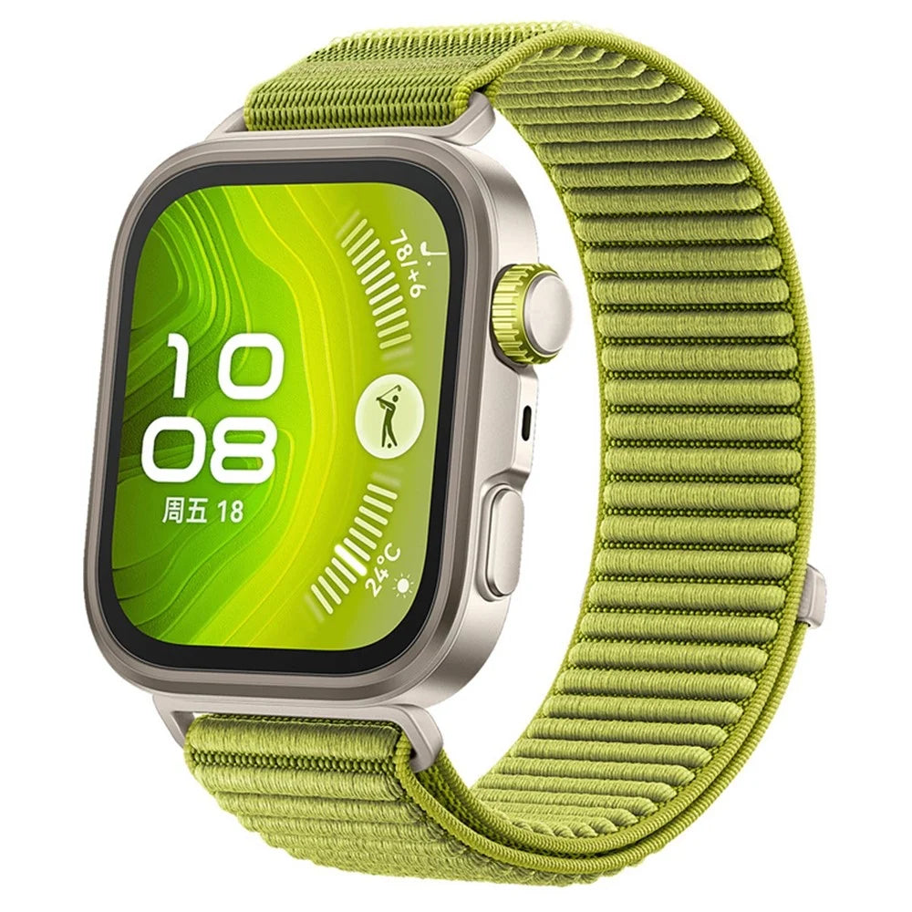 Wrist Strap for Huawei Watch Fit 4 Pro  /  Fit 4  /  Fit 3 Magic Tape Nylon Woven Watch Band with Titanium Alloy Connector - Green - 2