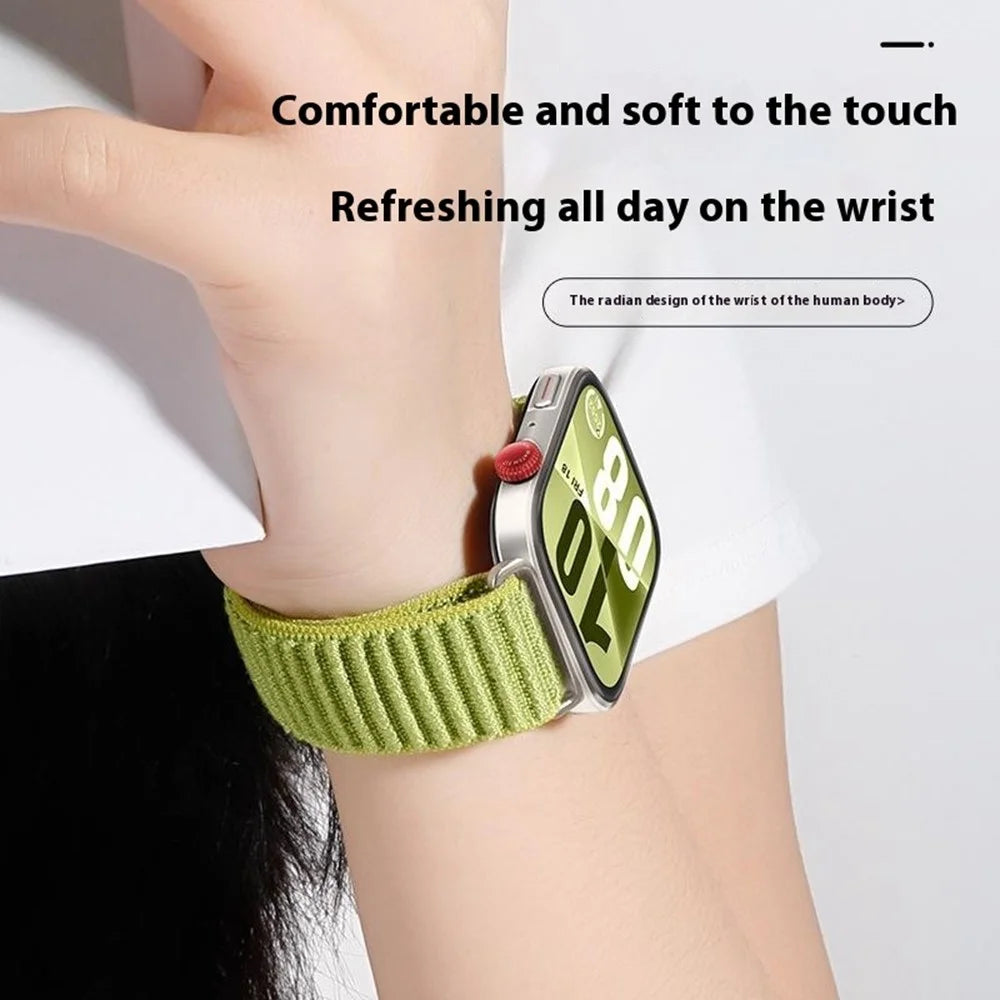 Wrist Strap for Huawei Watch Fit 4 Pro  /  Fit 4  /  Fit 3 Magic Tape Nylon Woven Watch Band with Titanium Alloy Connector - Green - 3