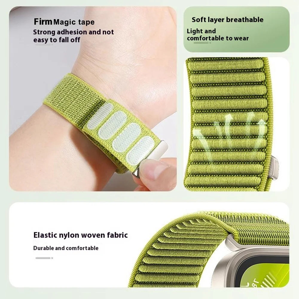 Wrist Strap for Huawei Watch Fit 4 Pro  /  Fit 4  /  Fit 3 Magic Tape Nylon Woven Watch Band with Titanium Alloy Connector - Green - 5