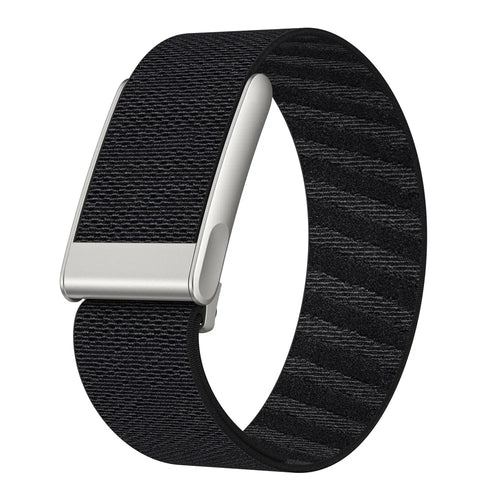 For WHOOP 5.0 LIFE MG Watch Band Nylon Woven Elastic Replacement Strap - Black/Silver - 1