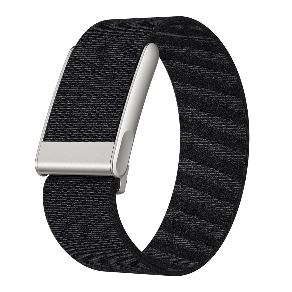 For WHOOP 5.0 LIFE MG Watch Band Nylon Woven Elastic Replacement Strap - Black/Silver - 1