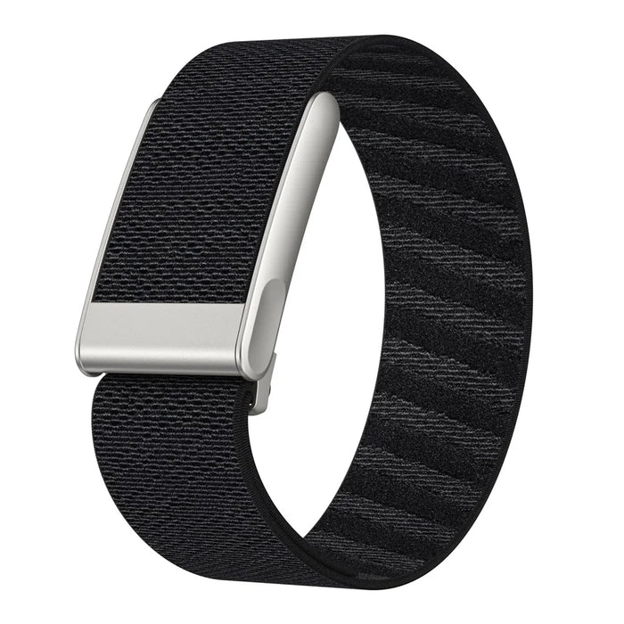 For WHOOP 5.0 LIFE MG Watch Band Nylon Woven Elastic Replacement Strap - Black/Silver - 1