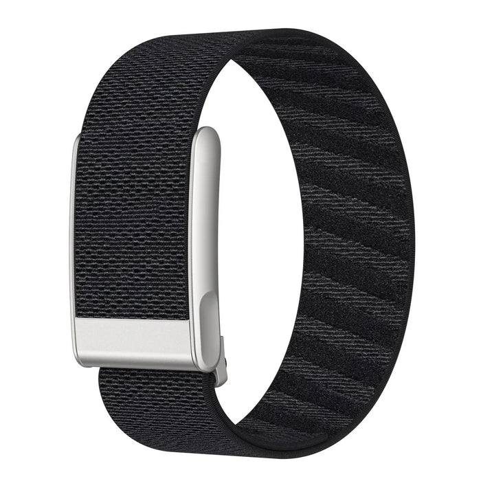 For WHOOP 5.0 LIFE MG Watch Band Nylon Woven Elastic Replacement Strap - Black/Silver - 3