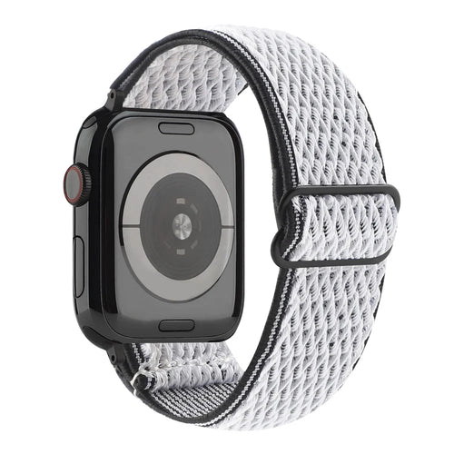 Wave Pattern Nylon Watchband Adjustable Wristwatch Strap for Apple Watch Series 11 10 42mm / 9 8 7 41mm / SE3 SE2 SE 6 5 4 40mm / 3 2 1 38mm - Black / White - 1