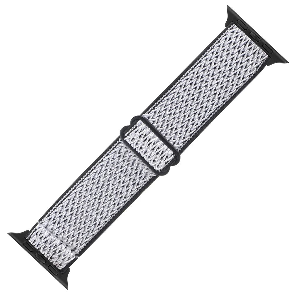 Wave Pattern Nylon Watchband Adjustable Wristwatch Strap for Apple Watch Series 11 10 42mm / 9 8 7 41mm / SE3 SE2 SE 6 5 4 40mm / 3 2 1 38mm - Black / White - 3