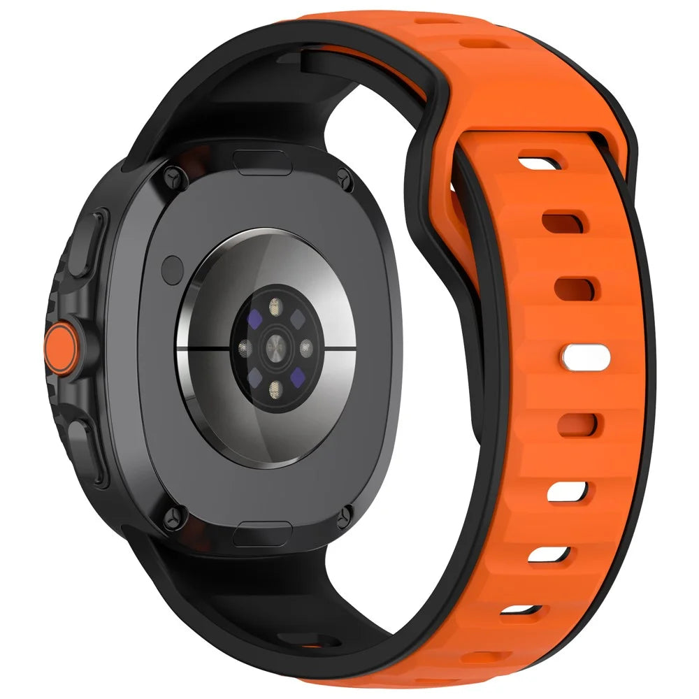 Silicone Strap for Samsung Galaxy Watch8 44mm / 40mm / Watch8 Classic 46mm Dual Color Design Replacement Watch Band - Black / Orange - 1